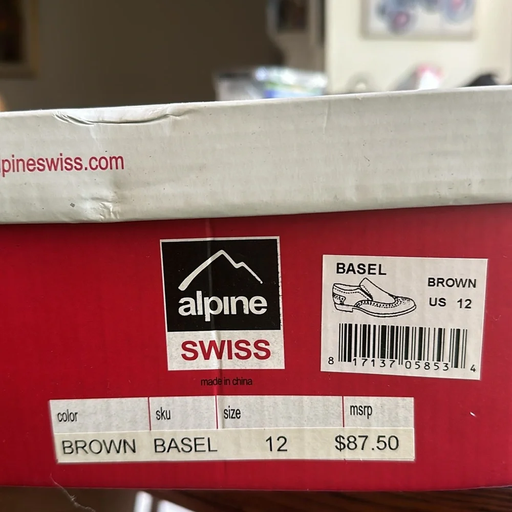 Alpine Swiss Basel Mens Dress Shoes Brown Basel Wing Tip Slip On Loafers SZ 12